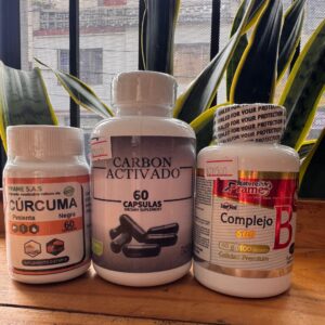 Complejo B, Carbón Activado, Cápsulas de Cúrcuma